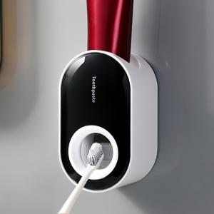 TEMU 1개 자동 치약 디스펜서, 벽걸이형 치약 압착기, 배터리 필요 없음, 검정 및 흰색, 욕실용 자동 치약 디스펜서, 치약 홀더, 욕실용 치약 디스펜서, 치약 홀더 벽, 치약 압착기, 치약 디스펜서, 욕실 액세서리, 모든 튜브용 튜브 압착기, 치약 튜브 압착기