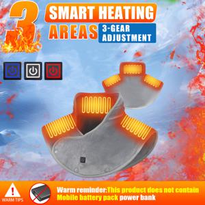 TEMU CHANGEOWN 히팅 스카프 & 칼라형 쇼울 - 한국 스타일, 3단계 온도 조절, 3존, 배터리 미포함 - 그레이/블루, 남녀공용 겨울용 보온, 세탁기 사용 가능, 선물 추천