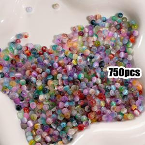 TEMU 750개 비즈아 유리 씨앗 비즈 - 파스텔 핑크, 블루, 그린, 옐로우, 오렌지, 퍼플, 레드, 클리어 - 매끄러운 광택 마감, 보석 만들기용 균일 사이즈 4mm, 주얼리 제작용 비즈, 독특한 비즈, 팔찌 만들기 키트, 팔찌용 비즈