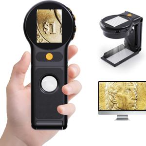 TEMU 인스캠 500배 확대 휴대용 핸드헬드 디지털 현미경, 자동 초점 및 2인치 IPS 스크린, USB/배터리, PC/노트북 호환, 동전 검사, 회로 기판 수리, 용접, 생물학 현미경, 스마트폰 어댑터