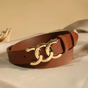 TEMU 여성용 천연 가죽 벨트 - 우아한 프렌치 시크 허리 밴드, 골드 톤 하드웨어, 드레스, 스커트, 포멀 & - 웨딩, 파티, 캐주얼 복장 - 내구성이 좋고 세척이 용이한 여성 패션 액세서리, 드레스 액세서리