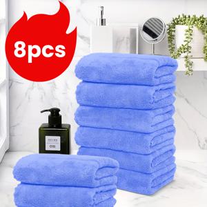 TEMU 8개입-업그레이드 타월 핸드타월 초흡수 초부드러움 - 빠른 건조 고흡수력 다목적 손 세척 핸드타월, 목욕타월, 손끝타월, 재사용 가능한 청소천. 욕실, 스파, 호텔, 샤워용 - 다양한 색상, 편안한 디자인, 코럴 플리스 소재, 호텔 필수품, 욕실 액세서리, 기하학적 패턴,스파 필수품