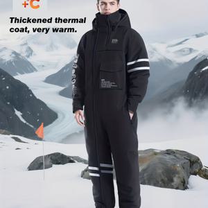 TEMU Beimei 남성 & 여성용 헤비 듀티 보온 모터사이클 재킷 - 풀 지퍼 겨울 모터사이클 수트, 풀 지퍼 클로저, 보온 단열, 지퍼 포켓 - 추운 날씨, 두꺼운, 모터사이클 라이딩 기어, 야외 활동, 내구성 있는 구조