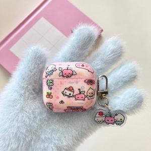 TEMU 귀여운 요거트 킹 케이스 (for AirPods 1/2, for AirPods Pro/Pro 2 호환), 파란색 & 분홍색 물방울 무늬 낙하 방지 커버 (3세대/4세대 이어폰용), 이어폰 보호, 재미있는 디자인, 튼튼한 플라스틱, 이어폰 보호대, 테크 매니아