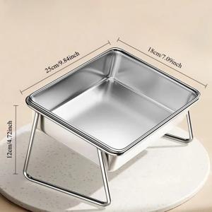 TEMU 2개 세트 헤비듀티 스테인리스 스틸 대형 강아지 사료 & 물그릇 세트 (스탠드 포함) - 헤비바텀 고양이 사료대, 분리형 그릇, 쉬운 세척 펫 푸드 디쉬 (필수 없음)