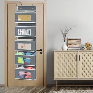 TEMU 5-단 접이식 문걸이 수납 선반 - 5개의 대형 포켓, 비틀림 없는 수직 정리대, 공간 절약형, 기저귀, 장난감, 신발, 수건 보관에 적합 - 내구성 좋은 패브릭 다기능 홈 수납 솔루션, 걸이형 수납 정리대, 공간 절약형 보관함,멀티레이어 정리함,컴팩트 스토리지,헤비 듀티 오거나이저,걸이형 옷걸이,가정용 필수품,작은 공간 생활