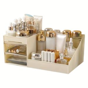 TEMU 대용량 스무스 수납함 (서랍형), 립스틱, 아이섀도우 브러쉬, 로션 & 네일 폴리쉬용 경량 화장품 정리함 – 휴대용 메이크업 가방