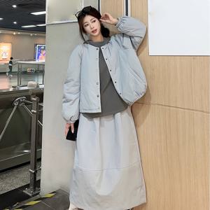 TEMU 여성 한국 스타일 라이트 블루 숏 재킷 - 부드러운 버튼 프론트 클로저, 구조적인 칼라 & H라인 실루엣, 가벼운 겨울 코트 (오피스, 통근, 캐주얼 의상) - 가을/겨울 아우터, 통근복, 오피스룩, 클래식 디자인