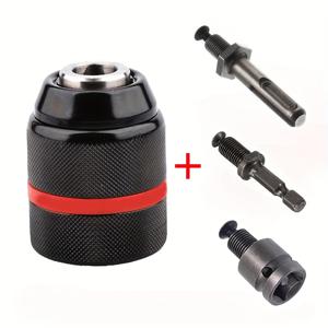 TEMU 4개 키리스 라쳇 금속 드릴척 세트 (자동 잠금 장치 포함), 3/8-24UNF 나사산 범위 0.8~10mm (0.03~0.39인치) - 헤비 듀티 임팩트 해머 & 드릴 비트 어댑터, 임팩트 드라이버 호환, 드릴 비트 어댑터, 임팩트 렌치 액세서리, 임팩드릴척 어댑터, 그라인더 어댑터, 공구, 드릴차크세트, 소형콜렛척, 임팩드릴척