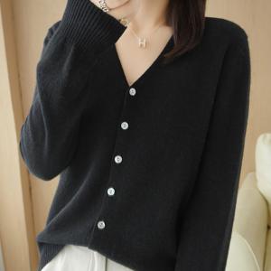 TEMU 여성 브이넥 루즈핏 니트 가디건 원단이 편안하고 부드러우며 패션 단추 니트 카디건 봄가을겨울 캐주얼