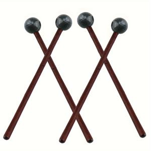 TEMU 4개 세트 재활용 나무 손잡이 스틸 탱 드럼 말렛 - 블랙 고무 헤드, 미끄럼 방지 그립, 초보자 및 중급 연주자를 위한 칼림바/스틸 탱 드럼 악기 액세서리, 내구성 강한 음악 연습 도구, 매끈한 마감, 튼튼한 구조, 초보 드러머용