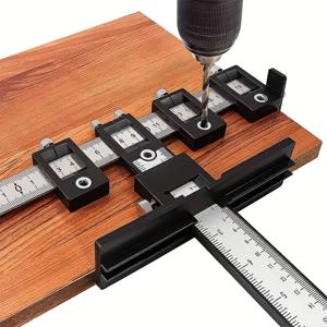 TEMU 블랙 캐비닛 하드웨어 지그 도구 - 문과 서랍에 손잡이 노브 설치를 위한 목재 드릴링 다웰링 가이드.