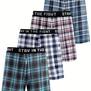 TEMU 남성용 청소년 알로하 반바지 4pcs, 여름용 반바지,캐주얼 웨어,트렌디한 패션,기하학적 패턴,통기성 소재,신축성 있는 원단,남성용 반바지,멀티팩 반바지,캐주얼 웨어러스,젊은 남성