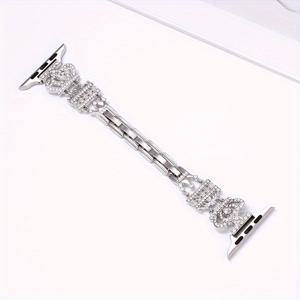 TEMU Apple Watch Ultra SE/1-9 시리즈용 우아한 크라운-링크 골든톤 여성용 시계 밴드, 조절 가능한 라인스톤 장식 아연 합금 스트랩, 38/40/41/42/44/45/49mm 호환, Apple Watch 액세서리