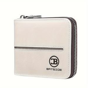 TEMU BATSIOE 빈티지 PU 가죽 지갑 남성용, 비즈니스 스타일 지퍼 카드 케이스, 양각 문자 새김, 그에게 클래식 선물|명함지갑