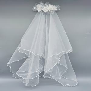 TEMU 인조 진주와 빗이 달린 우아한 더블 레이어 신부 베일 - 결혼식, 파티 및 축제용 로맨틱 화이트 튤