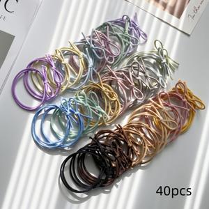 TEMU 20/40개 헤어 타이 - 20가지 컬러, 여름용 소프트 탄성 머리끈, 일상 & 특별한 날을 위한 간편 디자인, 단색 액세서리