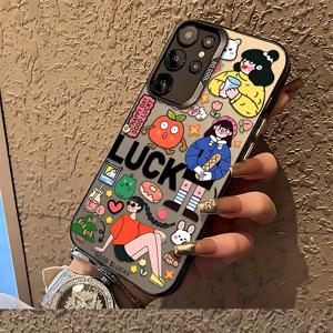 TEMU 삼성 갤럭시 S25 S24 S23 S22 S21 S20 FE 울트라 플러스 4G 5G 충격 방지 매트 백 커버와 호환되는 행운의 소녀 폰 케이스.