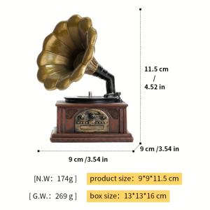 TEMU 빈티지 축음기 레진 조각상 장식품: 우아한 홈 & 주방 데코 - 실내외 환경에 완벽한 매치