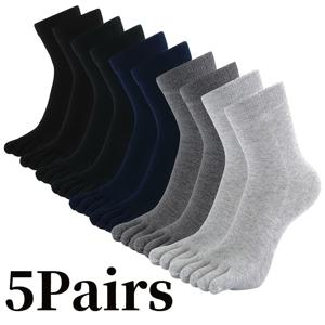 TEMU 5 쌍 SUPHIKE 남성 중발 분할 발가락 양말 - 편안한 니트, 가을과 겨울을 위한 단색, 세련된 다발가락 디자인, 280g/㎡, 가을 겨울 양말|세련된 발가락 디자인|방수 양말
