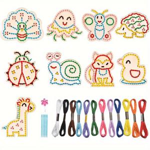 TEMU 28피스 미완성 나무 동물 스트링 키트 (9가지 종류의 동물 모양 나무 조각, 바늘 6개, 실 12개, 매화 바늘 꿰기 도구 포함 (색상 랜덤)). 이 2D 나무 재미있는 십자수 스트링 보드 퍼즐 키트는 Eve에게 완벽합니다.|십자수