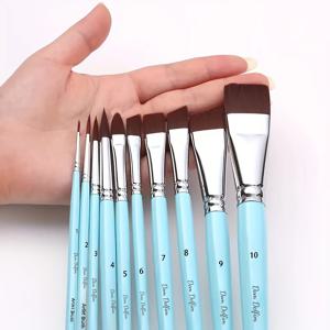 TEMU 페이셜 페인팅 브러시, 블렌딩 그라데이션 브러시, 수채화 훅 펜, 10pcs 전문 엠보싱 브러쉬 세트, 수채화 및 아크릴 오일 페인팅에 적합, 초보자 교사용 가능