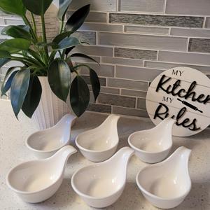 TEMU 손잡이 딥 볼 세트 | 숟가락 모양 디자인 흰색 간장 그릇 + 냉채 접시 볼 + 소형 딥 볼 | 전채/케첩/바비큐 소스/스시 양념용 다기능 용기 | 가정 및 레스토랑 양념 볼 조합