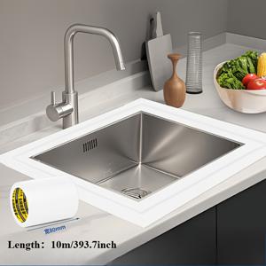 TEMU 1롤 10m 길이 80mm 폭 방수 방풍 주방 테이프, 벽 수리 패치, 창문 방풍, 싱크 변기 솔기 테이프, 화이트 블랙 실버 옵션, 욕실용 방수 접착/밀봉 테이프, 사전 부착된 집