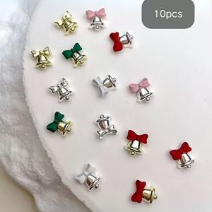 TEMU 5/10개 크리스마스 벨 핑크 골드 화이트 네일 아트 장식, 고급 합금 매니큐어 살롱용 매듭 벨, 나비 네일 액세서리, 네일 아트 용품, 축제 네일 디자인, 우아한 네일 액센트, 내구성 좋은 네일 장식, 네일 아트 도구|네일재료