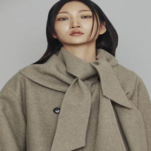 [럭키슈에뜨] [Atelier] Handmade Detachable Muffler Double Long Coat (melange beige)_LFCAW24810BEM
