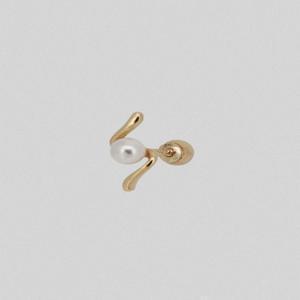 [영글로우] 14k two wave pearl piercing