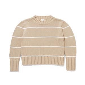 [큘] THE TATUM SWEATER - SAND/WHITE MINISTRIPE