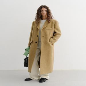 [던스트] UNISEX 2-WAY 3 BUTTON BOUCLE WOOL COAT CAMEL_UDCO5D122CM