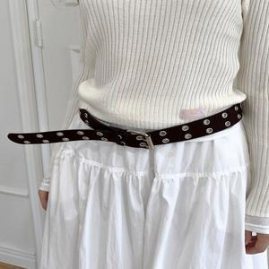 [딜라이디 ] delidi Doudle eyelet leather belt (dark brown)