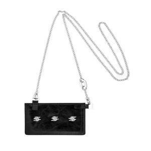 [센티멍] 넘버 629 버니쉬 스파이키 레더 카드 월렛 크로스 네크리스