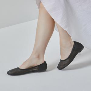 [브리아나] 라운드 매쉬 플랫_블랙