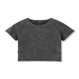 [애드호크] 여성 멀티 절개 피그먼트 반팔티 (BLACK) (HB6STA3)