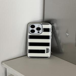 [더나인몰] 컬러링 스트라이프 라벨 [실버 에폭시 범퍼케이스]