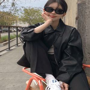 [가을????20%][2만장돌파/레더자켓/가죽자켓/직진배송][MNLB] 아이언 빈티지 레더 단작 카라 숏 자켓