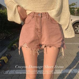 [4color/3size/강추!]크래용 데미지 숏 청반바지