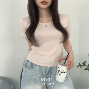 우유핑크! 밀키걸 유넥 굴림 살짝 여유 슬림핏 반팔티 4color [골반생성/레이온/스판반팔/핑크반팔/굴림반팔티/66반팔/스탠다드핏]