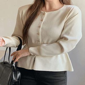 [1천장 돌파✨][무료배송] [44-120] 리프델링 금장단추 페플럼 니트 가디건( 가을-데일리룩-오피스룩-출근룩-하객룩-상견례룩-격식룩-캐주얼룩-자체제작-120사이즈-빅사이즈-리리앤코-모던-심플 )