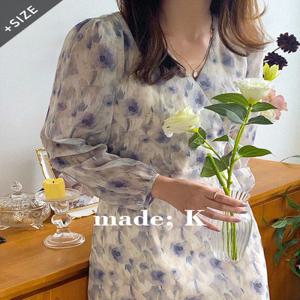 [자체제작/오늘출발/5만장돌파!/S-XL/바캉스룩????]엘브 플라워 쉬폰 롱 원피스 (휴양지룩/데이트룩/롱원피스/쉬폰원피스/긴팔원피스/플라워원피스/봄원피스)