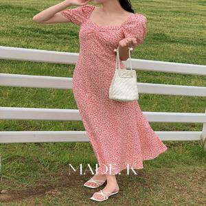 [MADE/10만장돌파]루헤브 플라워 퍼프 셔링 하트넥 원피스 (S-XL/비치룩/여행룩/바캉스룩/여름원피스/휴양지원피스)