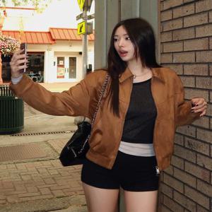 [연수'pick] [햄치즈'pick] 럽드 카라 블루종 점퍼 [스웨이드/레더]