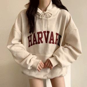[기모후드/데일리] 하버드 레터링 오버핏 후드티 (3color)