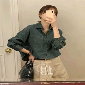[#자체제작]레트 언발 데님 숏자켓