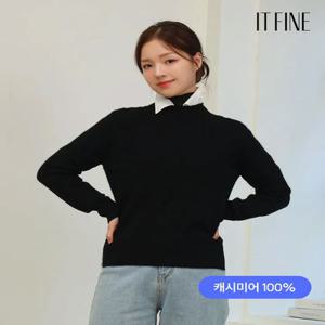 [잇파인] 캐시미어100 반넥 풀오버니트(블랙)_P24WKN002BK