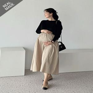 [컬러/기장추가][R-made]임부복*편한 스모크 밴딩 스커트(숏/롱기장)