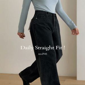 [????팝업BEST????/베니토단독컬러/독자적워싱/쥔장찐사심템/군살쏙][made]  Premium Better Jeans (No.P045) 프리미엄 페미닌 스트레이트 [2Types기본/롱(+5cm)] (애쉬블랙)(가을/간절기/신상/데일리/데일리룩/출근룩/데이트룩/스트레이트진)